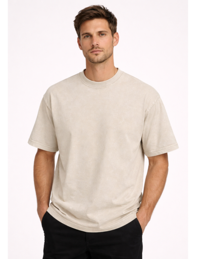 T-Shirt Homme Oversize Col Rond avec Effet Délavé
