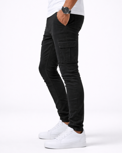 Jean cargo homme slim avec poches latérales et coupe ajustée
