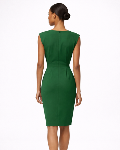 Robe midi ajustée sans manches avec détail drapé et ouverture goutte