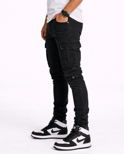 Jean cargo slim homme avec poches latérales