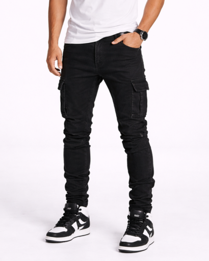 Jean cargo slim homme avec poches latérales