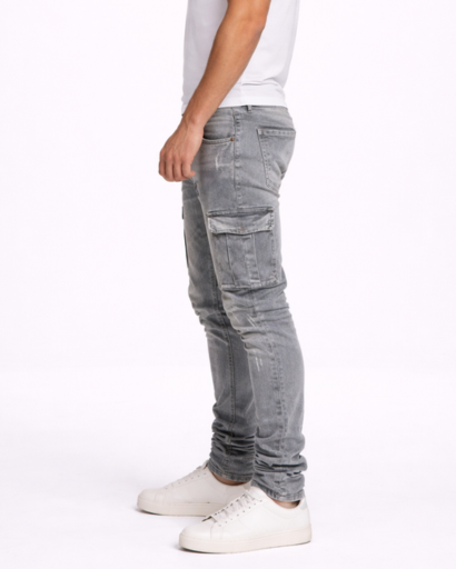 Jean cargo slim homme avec poches latérales