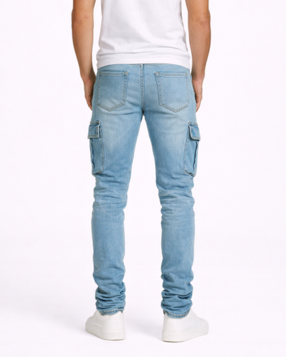 Jean cargo slim homme avec poches latérales