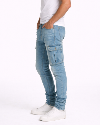 Jean cargo slim homme avec poches latérales