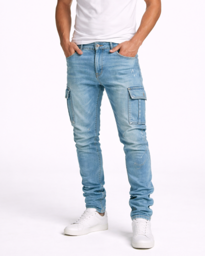 Jean cargo slim homme avec poches latérales