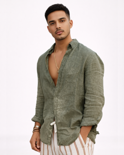 Chemise homme légère coupe décontractée à manches longues
