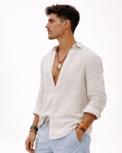 Chemise homme légère coupe décontractée à manches longues