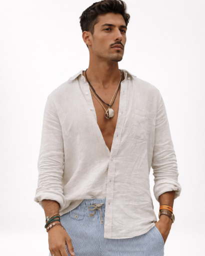 Chemise homme légère coupe décontractée à manches longues