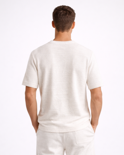 T-shirt homme texturé avec poche contrastée cousue
