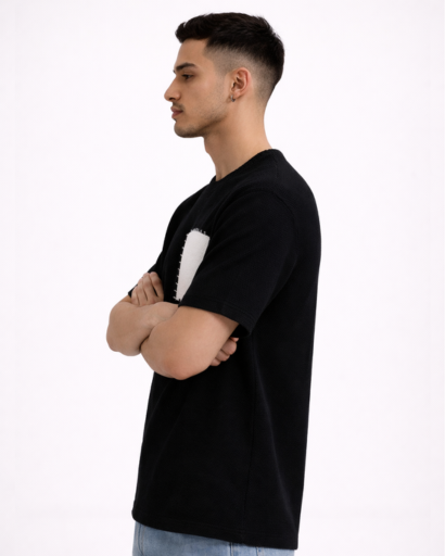T-shirt homme texturé avec poche contrastée cousue