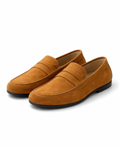 Mocassins homme en suédine coupe classique à enfiler