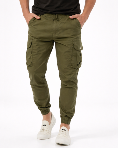 Pantalon cargo jogger homme coupe ajustée avec poches latérales