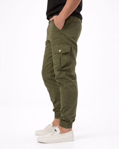 Pantalon cargo jogger homme coupe ajustée avec poches latérales