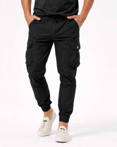 Pantalon cargo jogger homme coupe ajustée avec poches latérales