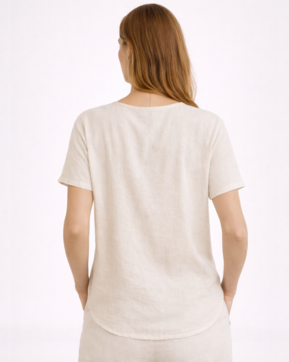 T-shirt femme coupe droite col rond manches courtes minimaliste
