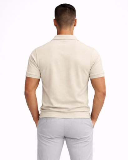 Polo homme ajusté à zip col classique manches courtes
