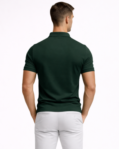 Polo homme ajusté à zip col classique manches courtes