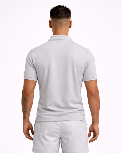 Polo homme ajusté à zip col classique manches courtes