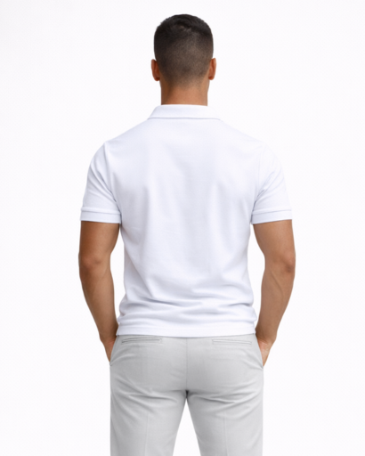 Polo homme ajusté à zip col classique manches courtes
