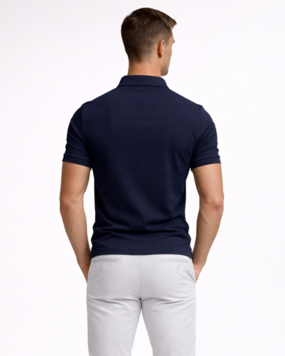Polo homme ajusté à zip col classique manches courtes