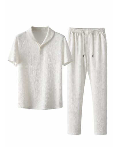 Ensemble homme chemise manches courtes et pantalon texture légère