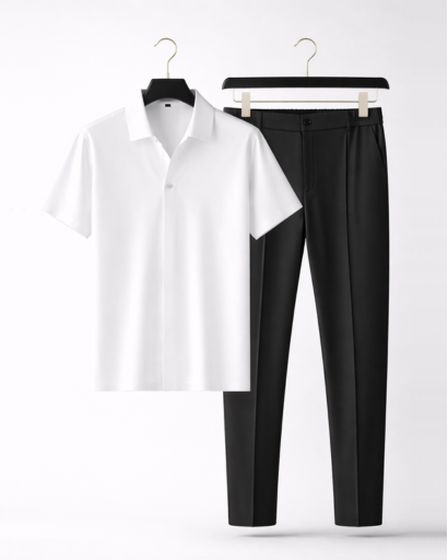 Ensemble homme chemise manches courtes et pantalon coupe ajustée