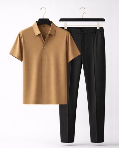 Ensemble homme chemise manches courtes et pantalon coupe ajustée