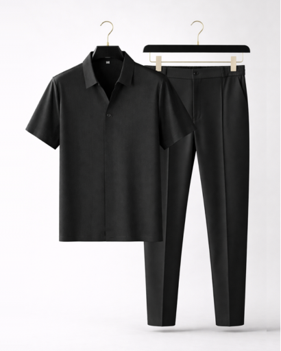 Ensemble homme chemise manches courtes et pantalon coupe ajustée – vue 4
