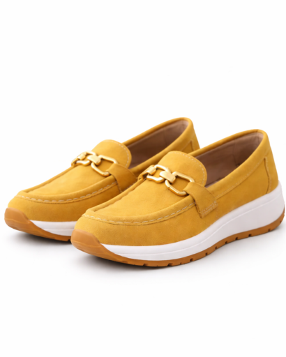 Mocassins femme plateforme à chaîne métallique style casual