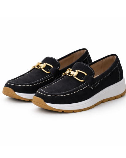Mocassins femme plateforme à chaîne métallique style casual