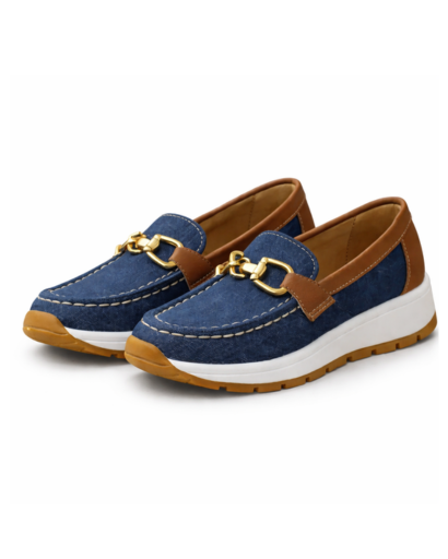 Mocassins femme plateforme à chaîne métallique style casual