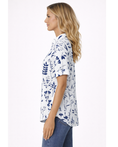 Blouse imprimée florale manches courtes col en V