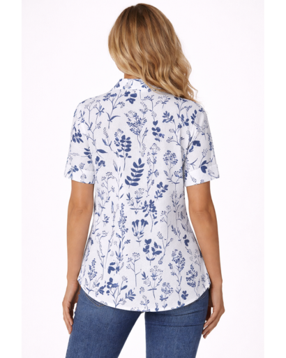 Blouse imprimée florale manches courtes col en V