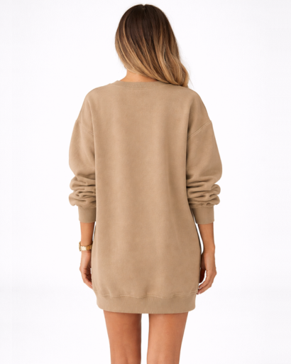 Sweat long femme oversize manches longues avec zip latéral