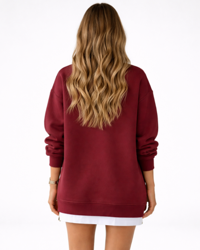 Sweat long femme oversize manches longues avec zip latéral