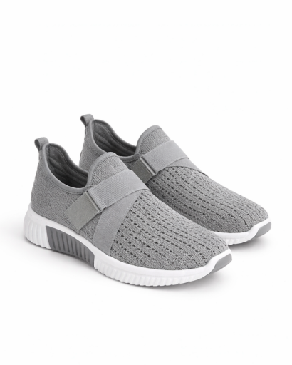 Baskets slip-on femme maille perforée avec bande élastique