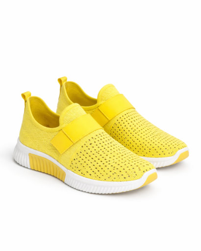 Baskets slip-on femme maille perforée avec bande élastique