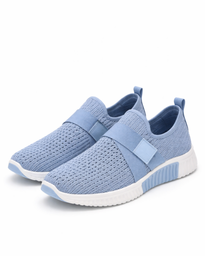 Baskets slip-on femme maille perforée avec bande élastique