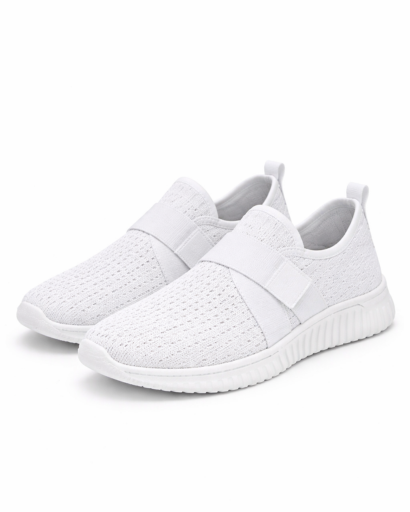 Baskets slip-on femme maille perforée avec bande élastique