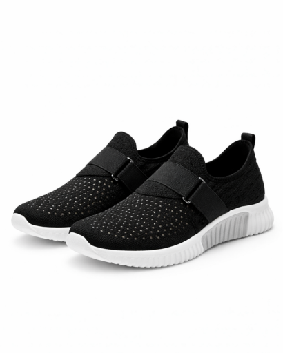 Baskets slip-on femme maille perforée avec bande élastique
