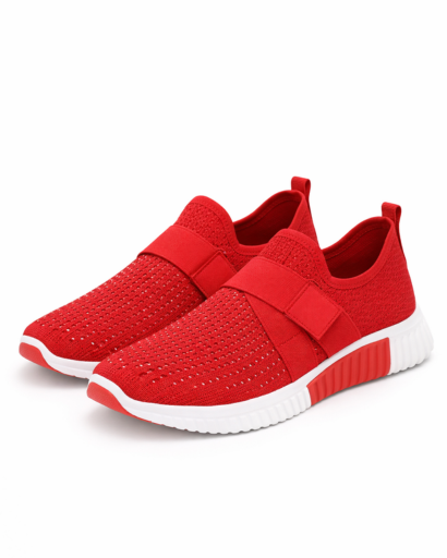 Baskets slip-on femme maille perforée avec bande élastique