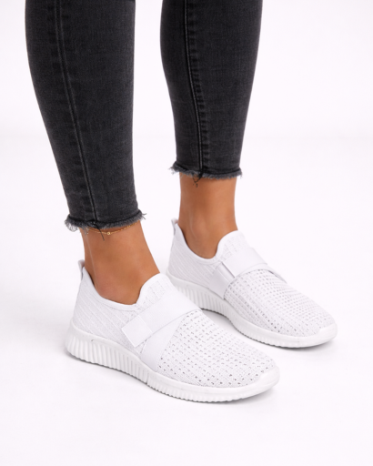 Baskets slip-on femme maille perforée avec bande élastique
