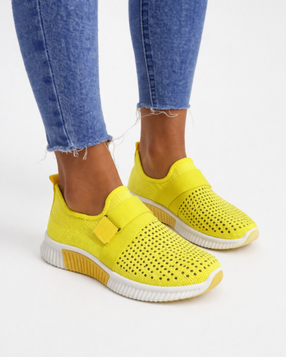 Baskets slip-on femme maille perforée avec bande élastique