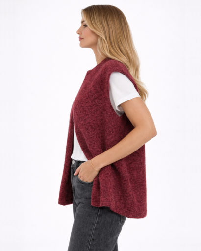 Gilet sans manches femme effet maille texturée coupe droite