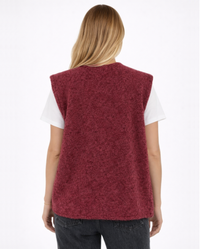 Gilet sans manches femme effet maille texturée coupe droite
