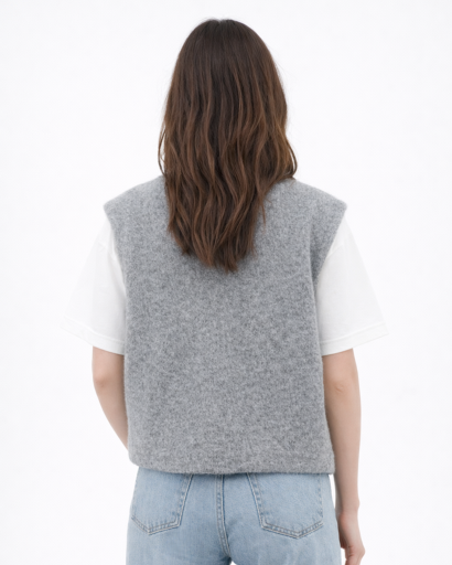 Gilet sans manches femme effet maille texturée coupe droite