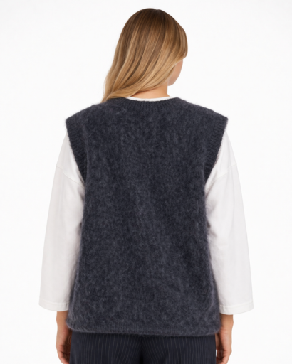 Gilet sans manches femme effet maille texturée coupe droite
