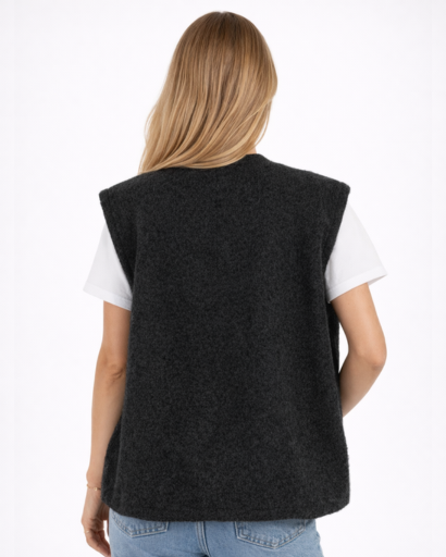 Gilet sans manches femme effet maille texturée coupe droite