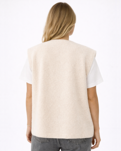 Gilet sans manches femme effet maille texturée coupe droite