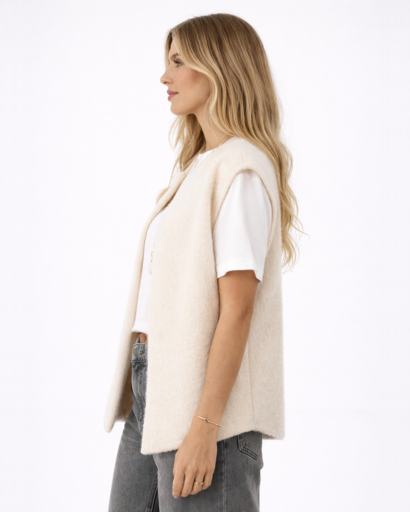 Gilet sans manches femme effet maille texturée coupe droite